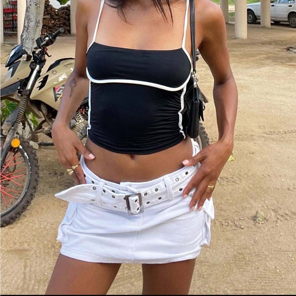 iconic white mini skirt